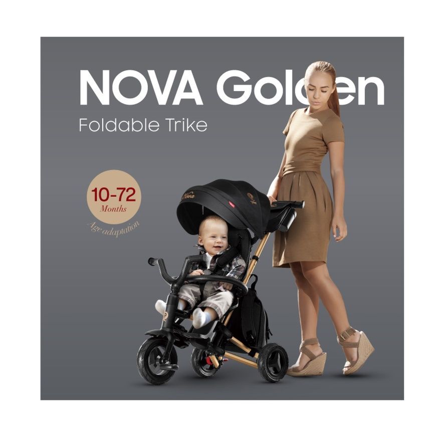 Велосипед триколісний складний Qplay Nova+ Rubber Gold S700Nova+RubberGold фото