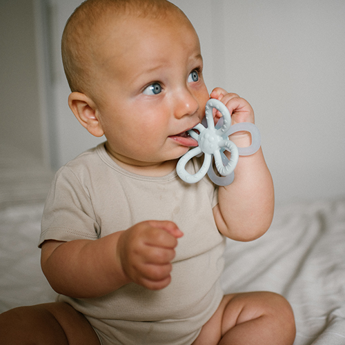 Прорізувач для зубів силіконовий BabyOno, квіточка блакитна 1596/02 фото