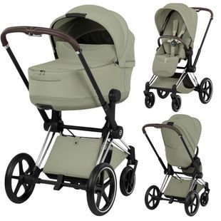 Коляска 2 в 1 Cybex Priam 5.0 Style Sage Green Chrome Brown 526000201/526000371 фото
