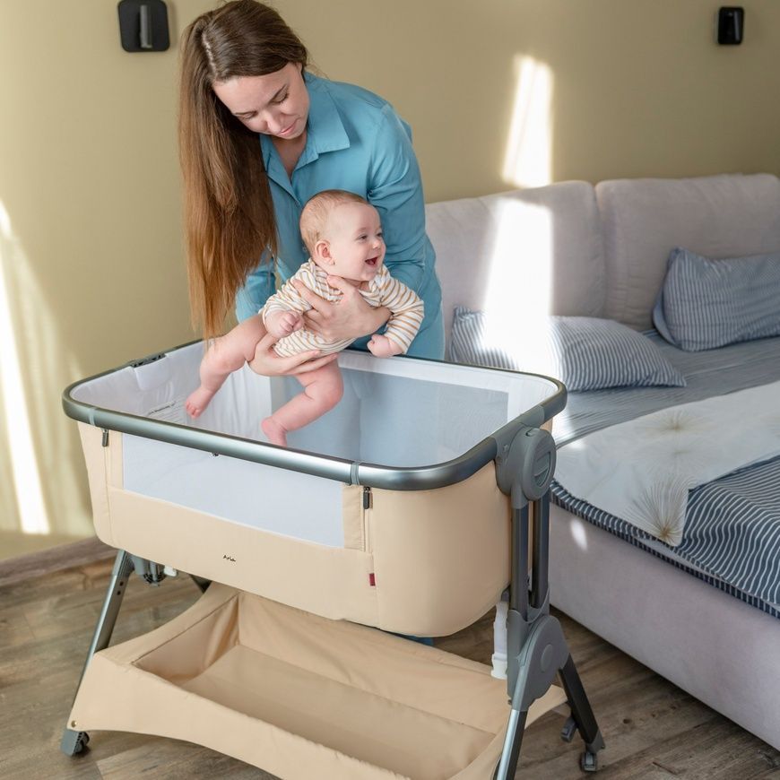 Дитяче приставне ліжечко Carrello Aria CRL-15501 Cloud Grey Aria CRL-15501 Cloud Grey фото